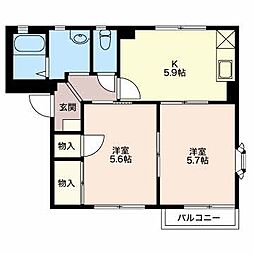 フレグランス小泉・B 2Kの間取図画像