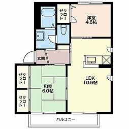 バリュージュトラウムB 2LDKの間取図画像