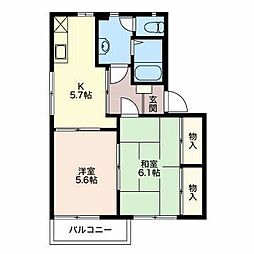 コート岡田屋 2階2Kの間取り