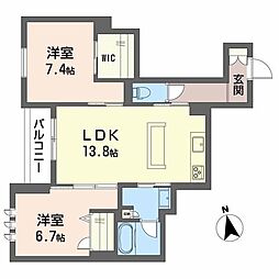 ＳｈａＭａｉｓｏｎ神通町 1階2LDKの間取り