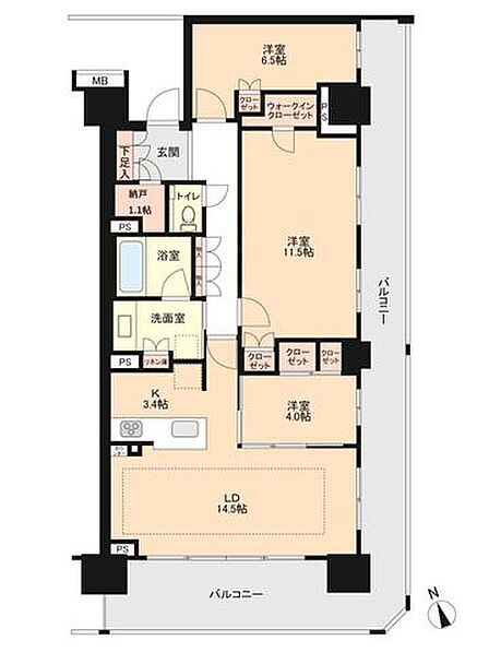 3LDK 間取り