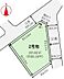 区画図：前面道路の幅員は、東側・北西側ともに約4.1m。