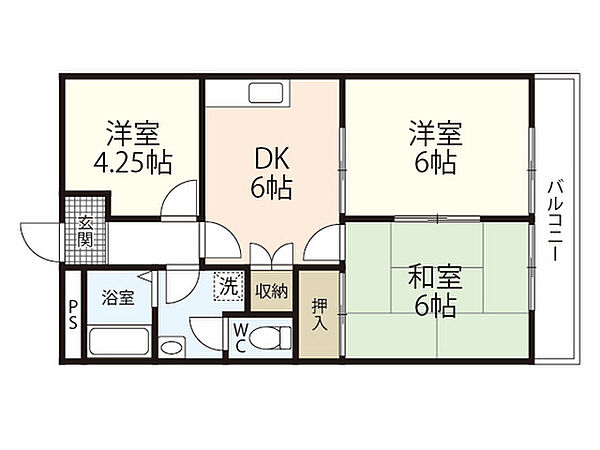 サンパレスHIRO 0103｜広島県広島市安佐南区大町東1丁目(賃貸アパート3DK・1階・53.50㎡)の写真 その2