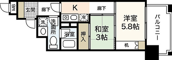 モア・マリオ平和公園 ｜広島県広島市中区大手町2丁目(賃貸マンション2K・6階・32.09㎡)の写真 その2