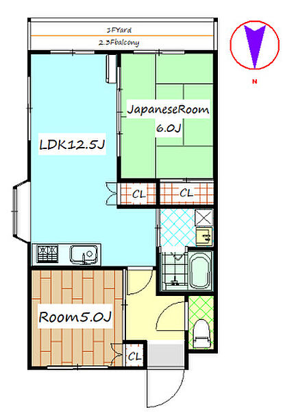 前橋昭和ビル ｜群馬県前橋市西片貝町２丁目(賃貸マンション2LDK・3階・58.00㎡)の写真 その2