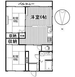 水沢マンション 3DKの間取図画像