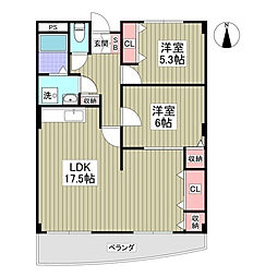 ラ・デファンスミキ 2LDKの間取図画像