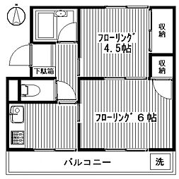 ハイツフレンド元島名 2DKの間取図画像