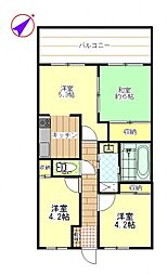 藤和シティコープ高崎 3DKの間取図画像