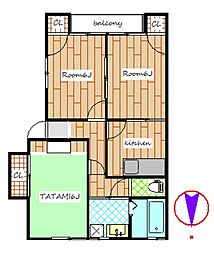 エクセレントハイム 3Kの間取図画像