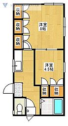 シティタウン新潟B 2Kの間取図画像