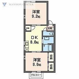 アーク・プラザB 2DKの間取図画像