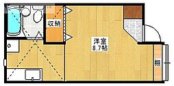 ブルーマウント1 1Kの間取図画像