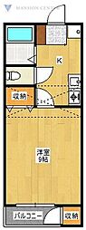 ハピネスK2 1Kの間取図画像