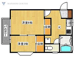 グーテンハウゼ 2Kの間取図画像
