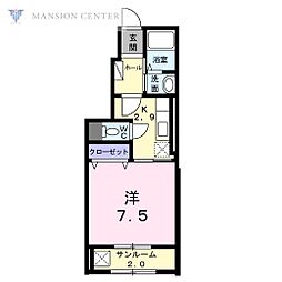 シャロン 1Kの間取図画像