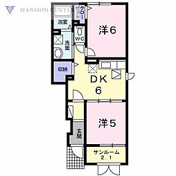 メイプルヴィラ 2DKの間取図画像