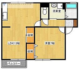 メゾンドフレールA棟 1LDKの間取図画像