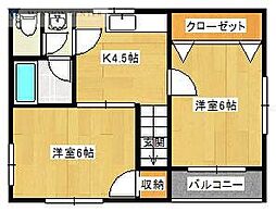 パストラル2 2Kの間取図画像