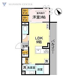 D-ROOM東明 1LDKの間取図画像