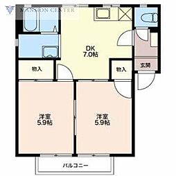 ハウス山伸A 2DKの間取図画像