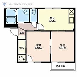 モートンG1A 2DKの間取図画像