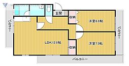 ボナールマキ 2LDKの間取図画像