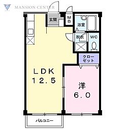 グリーンパーク 1LDKの間取図画像