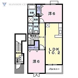 プロムナードU1 2LDKの間取図画像
