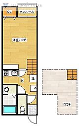 クエストS 1Kの間取図画像