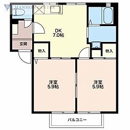 ニューグラッド・マイB 2DKの間取図画像