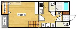 GAKUENヒルズB 1Kの間取図画像