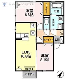 シャルマンソレーユ 2LDKの間取図画像