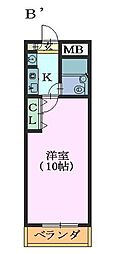 グランドスカイ本山 1Kの間取図画像