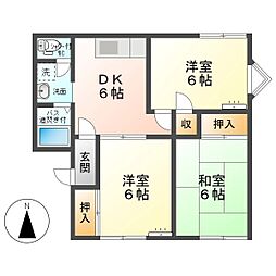 アトゥレあすかA 3DKの間取図画像