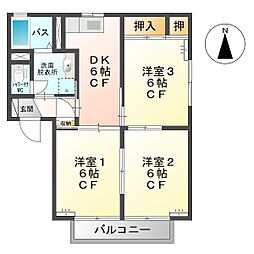 ディアス中丘A 3DKの間取図画像