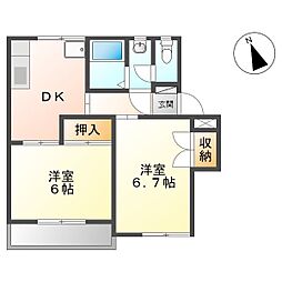アップルハイツ 2DKの間取図画像