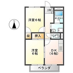 ハイツ・フレンディ 2DKの間取図画像
