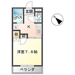 コーポアピア 1Kの間取図画像