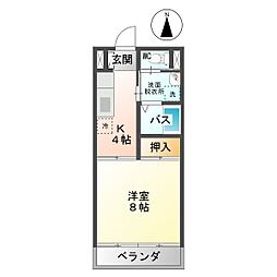メゾン常入2 1Kの間取図画像