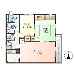 メナージュうえだ 2LDKの間取図画像