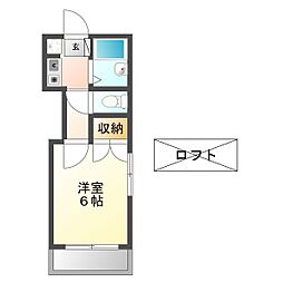 メープル上田2 1Kの間取図画像