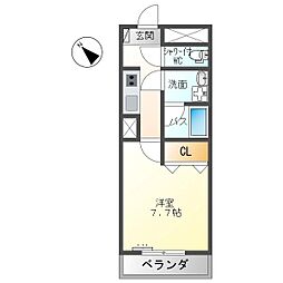 サンライン東部 1Kの間取図画像