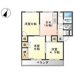 サンライズ南 3DKの間取図画像