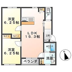 グローリア古里 2LDKの間取図画像