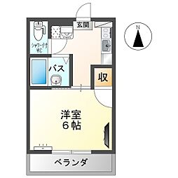 スイングN-3 1Kの間取図画像
