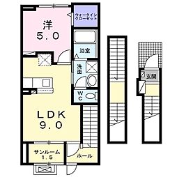 メルグランデ 1LDKの間取図画像
