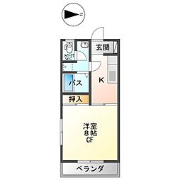 旭ハイツ 1Kの間取図画像