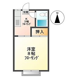 グリーンヒルK 1Kの間取図画像