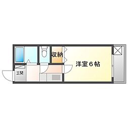 リベレあきつ 1Kの間取図画像